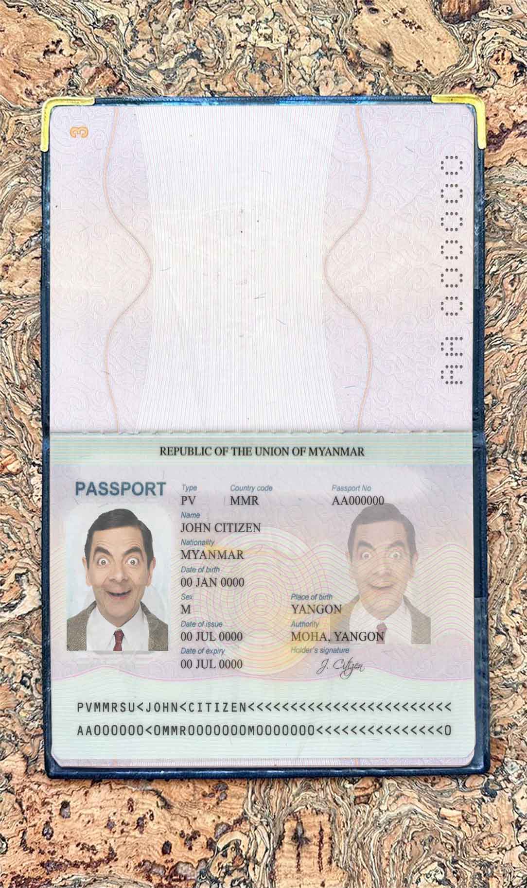 Myanmar passport photo look PSD template